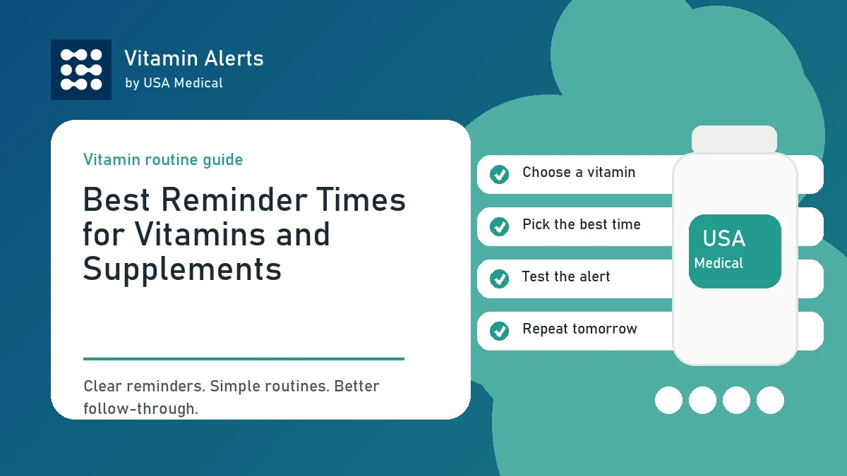 Bedtime supplement reminder using Vitamin Alerts.