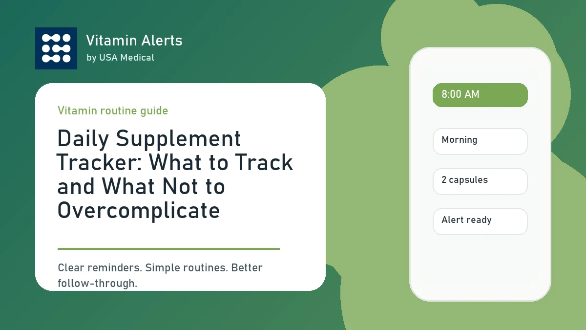 Practical setup for daily supplement tracker with Vitamin Alerts.