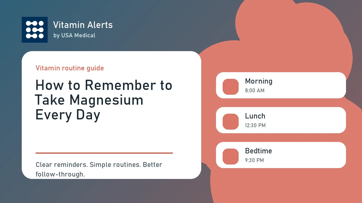Magnesium supplement routine showing reminder, completion tracking, and restock estimate.