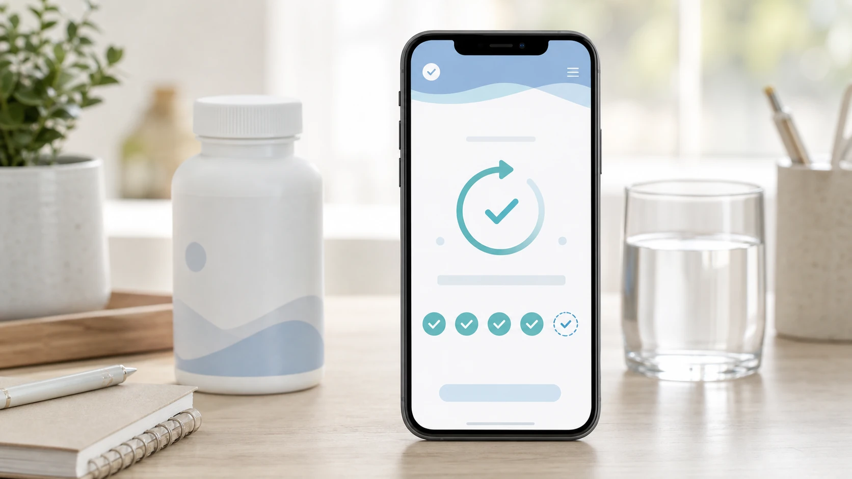 A weekly progress view helps people see consistency without turning supplements into a complicated task.