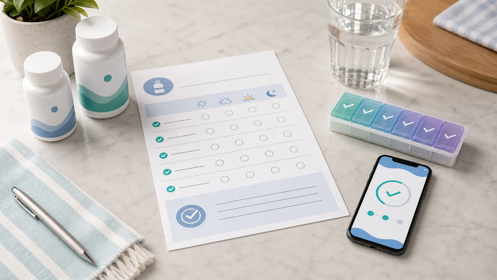 Printable vitamin schedule template for organizing daily supplements and reminders.